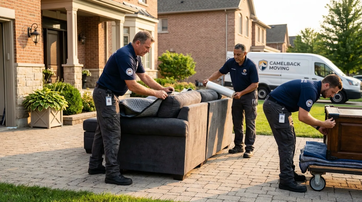 Large estate moving crew wrapping furniture in Fallsburg, NY