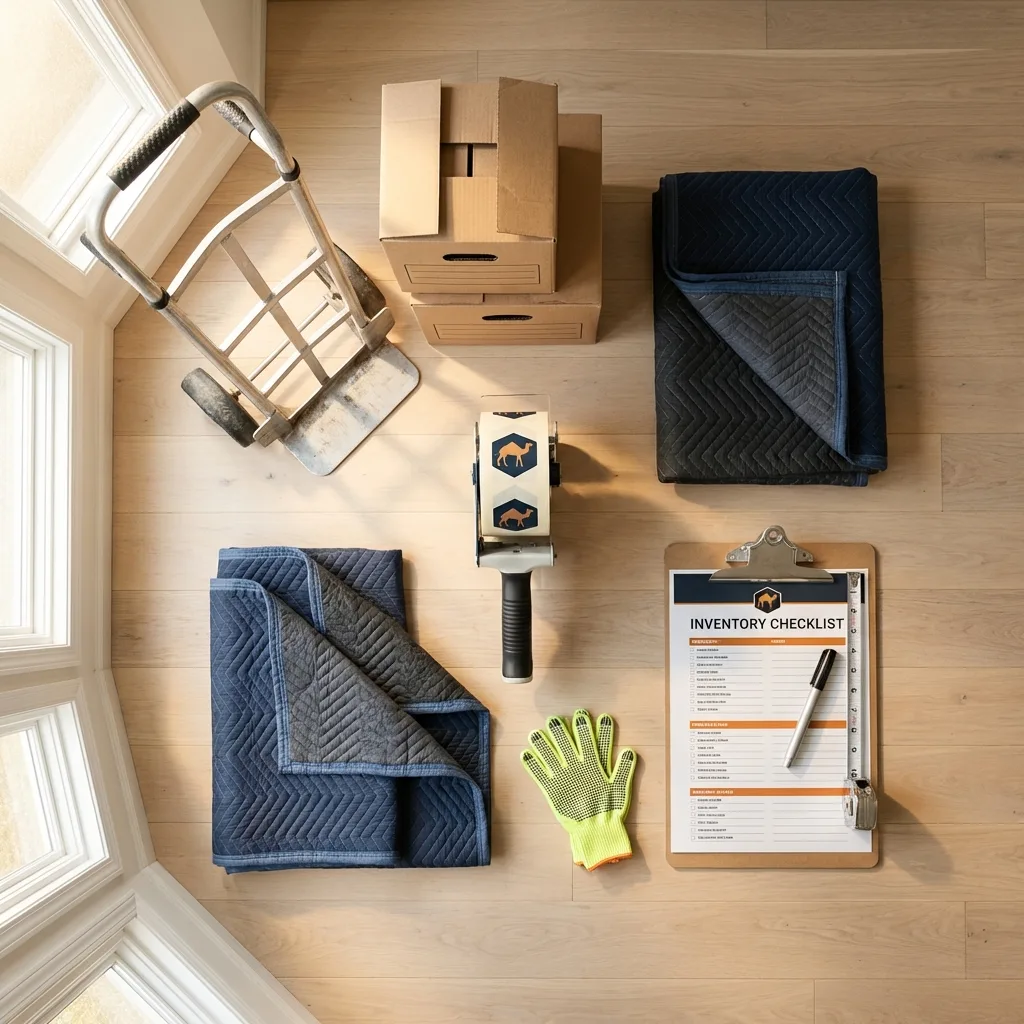 Professional moving supplies and packing materials layout for Fallsburg residential relocations