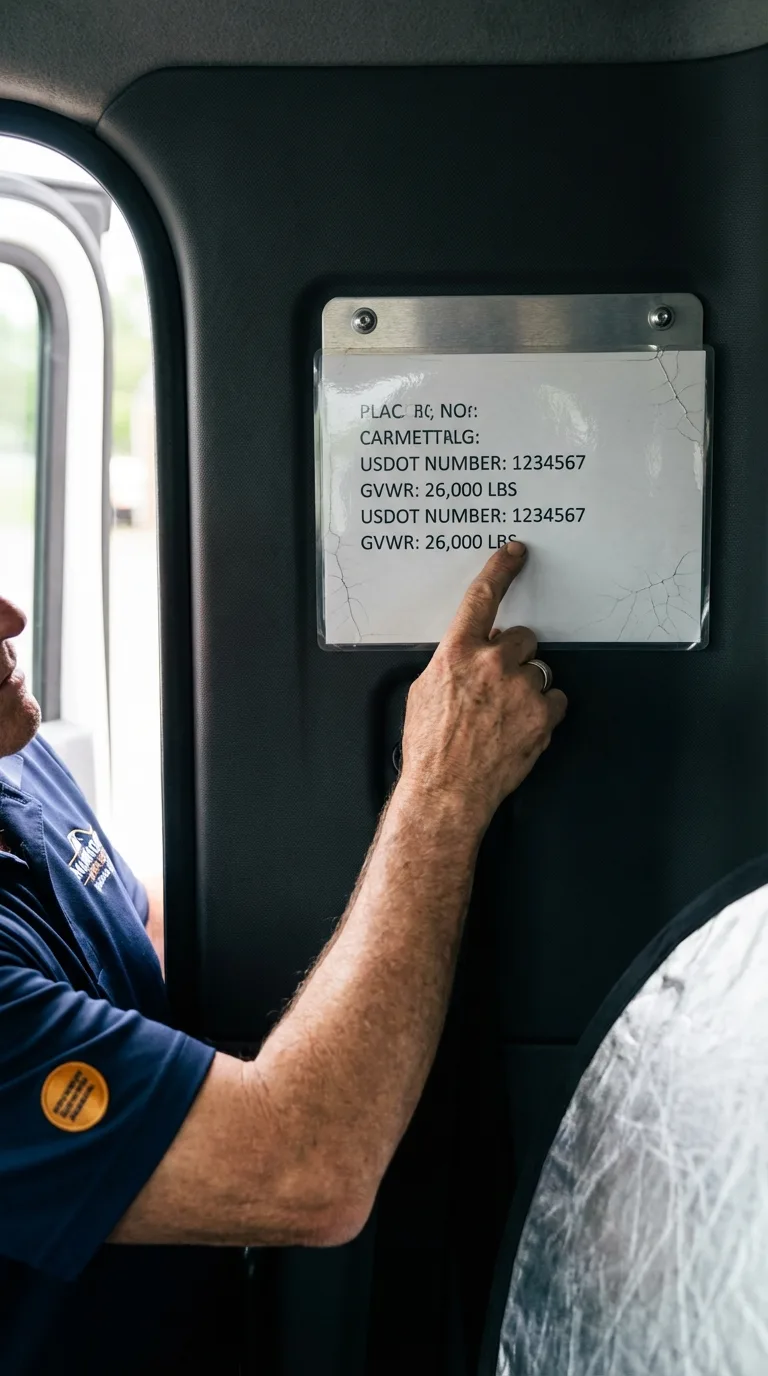 USDOT licensing placard verification in Fallsburg